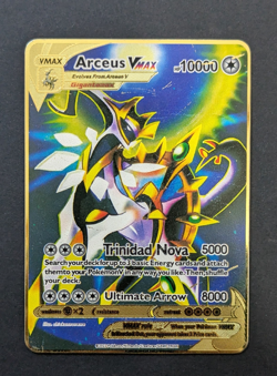 Arceus VMax Gold Metal Card Pokemon--Fan Art Custom Card--2022--10000 HP--RARE!! - Image 1
