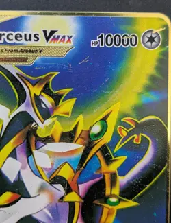 Arceus VMax Gold Metal Card Pokemon--Fan Art Custom Card--2022--10000 HP--RARE!! - Image 3