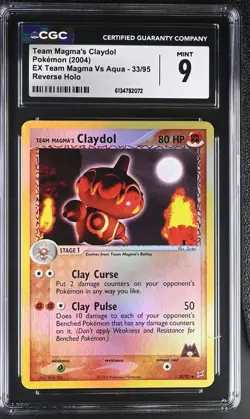CGC 9 Team Magma's Claydol 33/95 EX Team Magma Vs Aqua Reverse Holo Pokemon Card - Image 1