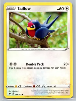 Taillow 133/185 Vivid Voltage Pokemon TCG Colorless Basic Common Bird Card - Image 1
