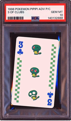 Pokemon 1998 Squirtle 3 Of Clubs Playing Card PiPiPi Adventure GEM MINT PSA 10 - Image 1