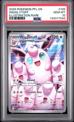 2025 POKEMON PFL EN-PHANTASMAL FLAMES ILLUSTRATION RARE #105 WIGGLYTUFF PSA 10 - Image 1