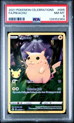 [PSA 8] Pikachu 005/025 Celebrations Holo Rare Full Art Base Set English POKEMON - Image 1