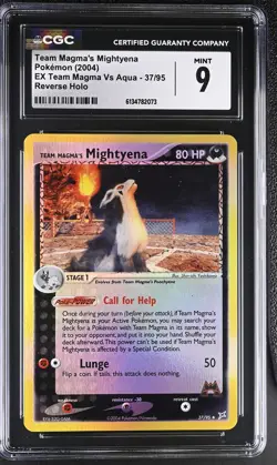 CGC 9 Team Magma's Mightyena 37/95 EX Team Magma Vs Aqua Reverse Holo Pokemon - Image 1