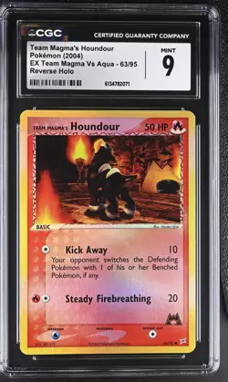 CGC 9 Team Magma's Houndour 63/95 EX Team Magma Vs Aqua Reverse Holo Pokemon - Image 1