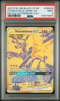 2021 POKEMON SM BLACK STAR PROMO #SM248 FULL ART/PIKACHU & ZEKROM GX PSA 9 - Image 1