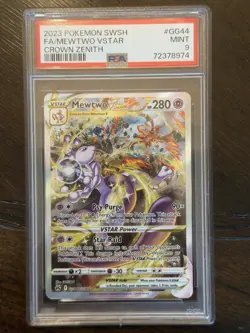 Pokemon Crown Zenith Galarian Gallery Mewtwo VSTAR GG44/GG70 PSA 9 FA Holo - Image 1