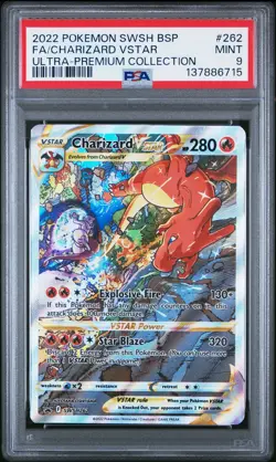 2022 POKEMON SWSH BLACK STAR PROMO #262 FULL ART/CHARIZARD VSTAR PSA 9 - Image 1