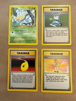4 Base Set Pokemon Crds Weedle 69 Computer Search 71 Devolution Spray 72 Lass 75 - Image 1