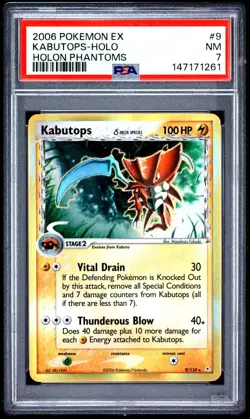 2006 Pokemon Holon Phantoms Kabutops 9 Holo FRESHLY GRADED PSA 7 NEAR MINT - Image 1