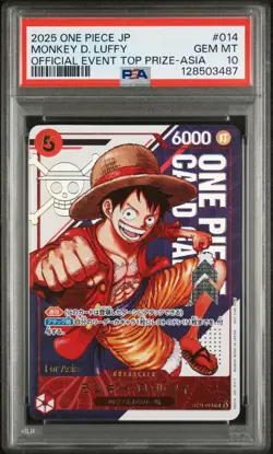 [PSA 10] Monkey D. Luffy ST21-014 Asia Top Prize Official Japanese ONE PIECE - Image 1