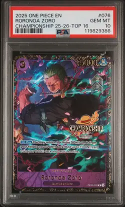 [PSA 10] Roronoa Zoro OP09-076 Championship 25-26 Top 16 Promo Prize ONE PIECE - Image 1