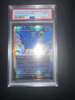 2025 MTG FINAL FANTASY TRAVELING CHOCOBO NEON INK BLUE PSA 10 RARE SSP - Image 1