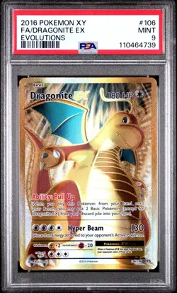 [PSA 9] Dragonite EX 106/108 XY Evolutions Full Art Holo Ultra Rare POKEMON - Image 1