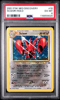 [PSA 6] Scizor 10/75 Neo Discovery Unlimited Holo Rare POKEMON - Image 1