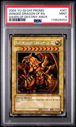 2004 YU-GI-OH! PROMO DAWN OF DESTINY-XBOX #001 THE WINGED DRAGON OF RA PSA 9 - Image 1