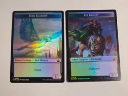 MTG Bird Illusion | Elf Knight FOIL - Double-Sided Token - Ravnica Remastered - Image 1