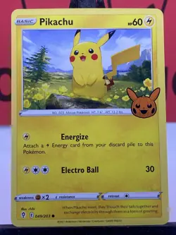Pikachu 049/203 Trick or Trade BOOster Common Regular Pokemon TCG 2021 NM - Image 3