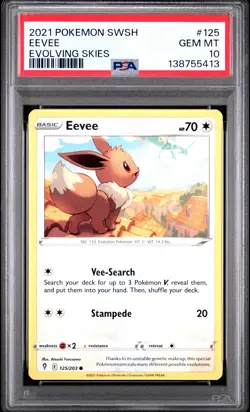2021 POKEMON SWORD & SHIELD EVOLVING SKIES #125 EEVEE PSA 10 - Image 1