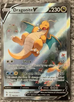 Pokemon Dragonite V Ultra Rare Full Art 192/203 SWSH07 Evolving Skies Holo - Image 1