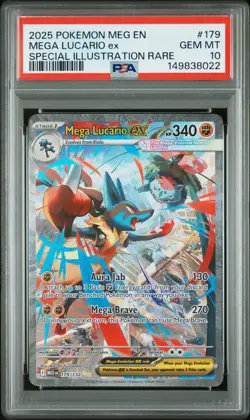 PSA 10 Mega Lucario EX 179/132 Mega Evolution Special Illustration Rare POKEMON - Image 1