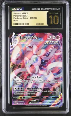 CGC 10 Sylveon Vmax 075/203 Evolving Skies Holo Rare POKEMON PRISTINE - Image 1