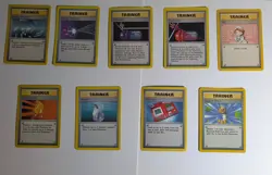 Lot of 9 Vintage Pokemon Trainer Cards from Base Set - Image 1