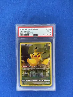 2023 POKEMON SWORD & SHIELD CROWN ZENITH #GG30 FULL ART PIKACHU PSA 9 - Image 1