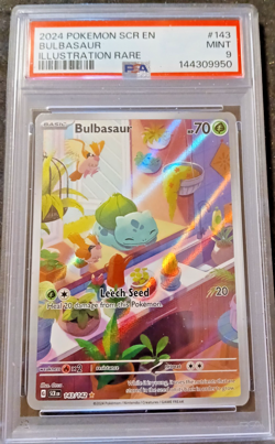 2024 Pokemon Stellar Crown Bulbasaur 143/142 Holo PSA Mint 9 - Image 1