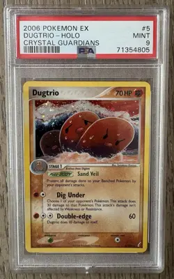 2006 Pokemon EX Crystal Guardians Dugtrio Holo #5 PSA 9 MINT Graded Pokemon Card - Image 1
