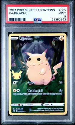 [PSA 9] Pikachu 005/025 Celebrations Holo Rare Full Art Base Set English POKEMON - Image 1
