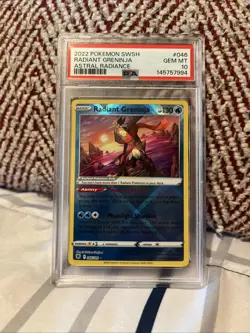 Pokemon TCG Radiant Greninja Sword & Shield Astral Radiance Holo Card 046/189 - Image 1