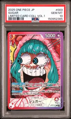 2025 ONE PIECE JAPANESE LIMITED CARD COLLECTION VOL.1 #003 SUGAR BANDAI PSA10 - Image 1