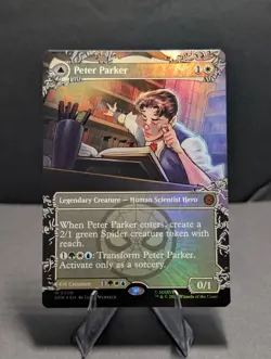 Peter Parker 208 Borderless Foil Mythic MTG Marvel's Spider-Man Double-Sided NM - Image 1