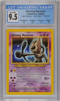 2002 Pokemon Neo Destiny #109/105 Shining Mewtwo CGC 10 (9.5) GEM MINT - Image 1