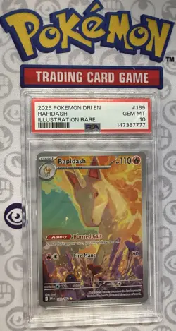 POKEMON 2025 Destined Rivals Illustration Rare RAPIDASH #189 PSA 10 Gem Mint - Image 1