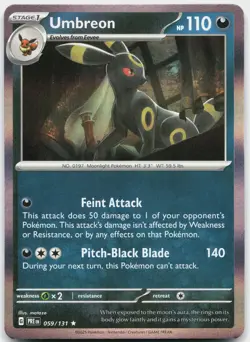 Umbreon 059/131 Holo Rare SV: Prismatic Evolutions Pokemon Holo Near Mint - Image 1
