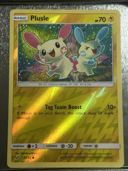 Pokemon Plusle 33/73 Reverse Holo Shining Legends 2017 LP - Image 1