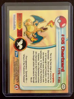 1999 Topps Pokemon Charizard 1st Edition Print Blue Logo #6 - Image 2