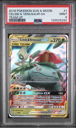 Pokemon TCG Celebi & Venusaur GX Holo Tag Team Ultra Rare Card #1 PSA 9 - Image 1