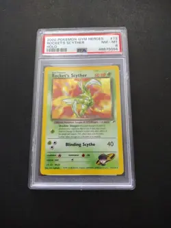 2000 POKEMON GYM HEROES HOLO #13 ROCKET'S SCYTHER PSA 8 - Image 1