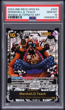 PSA 10 Marshall D. Teach Manga Alternate Art Rare #OP09-093 One Piece English - Image 1