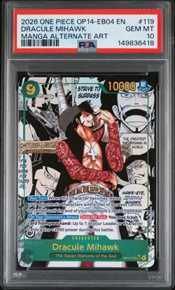 PSA 10 Dracule Mihawk OP14-119 EB04 EN Manga Alternate Art ONE PIECE English - Image 1