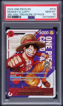 PSA 10 Monkey D. Luffy #ST21-014 3rd Anniversary Treasure Pack One Piece English - Image 1