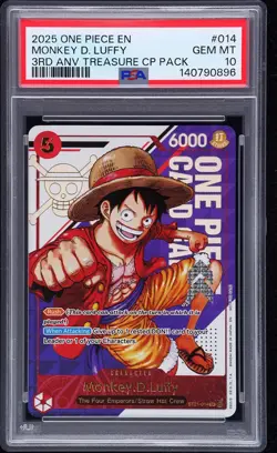 PSA 10 Monkey D. Luffy #ST21-014 3rd Anniversary Treasure Pack One Piece English - Image 1
