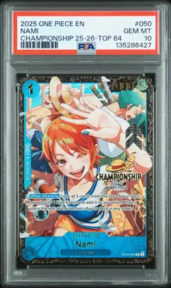 PSA 10 Nami 050 One Piece Promos Championship 25-26-top 64 ONE PIECE - Image 1
