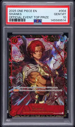 PSA 10 Shanks Top 8 #OP09-004 Event Top Prize One Piece English - Image 1