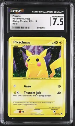 CGC 7.5 NEAR MINT+ Pikachu 112/111 Rising Rivals Holo Pokemon Card - Image 1