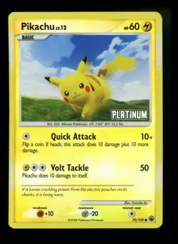 Pikachu 70/100 Majestic Dawn 2008 Reverse Platinum Holo Pokemon Card TCG - Image 1