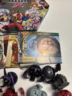 Bakugan Battle Brawlers Hexagon Metal Tin 17 Figures & 60 Cards Lot - Image 5